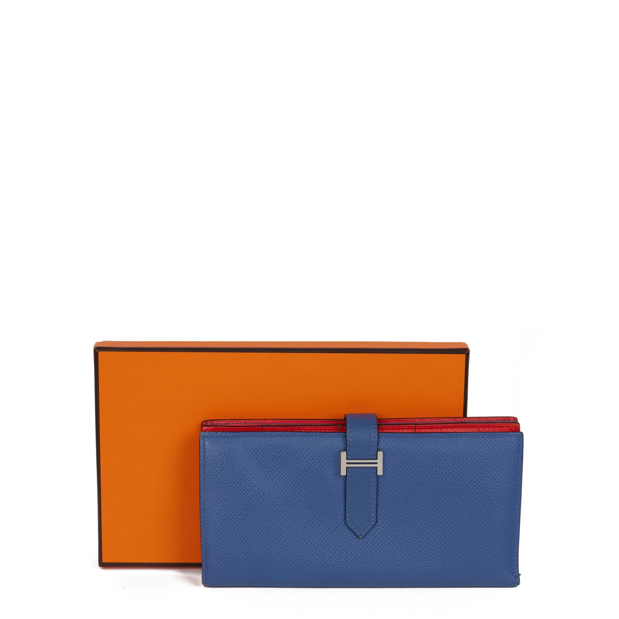 Hermès BLUE BRIGHTON & CAPUCINE EPSOM LEATHER BEARN WALLET 1