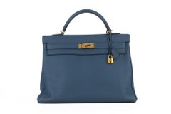 Hermès Blue Brighton Kelly Retourne 40
