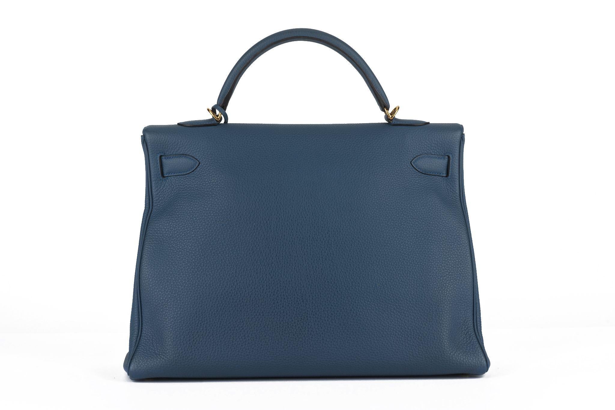 Hermès Blue Brighton Kelly Retourne 40 For Sale 2