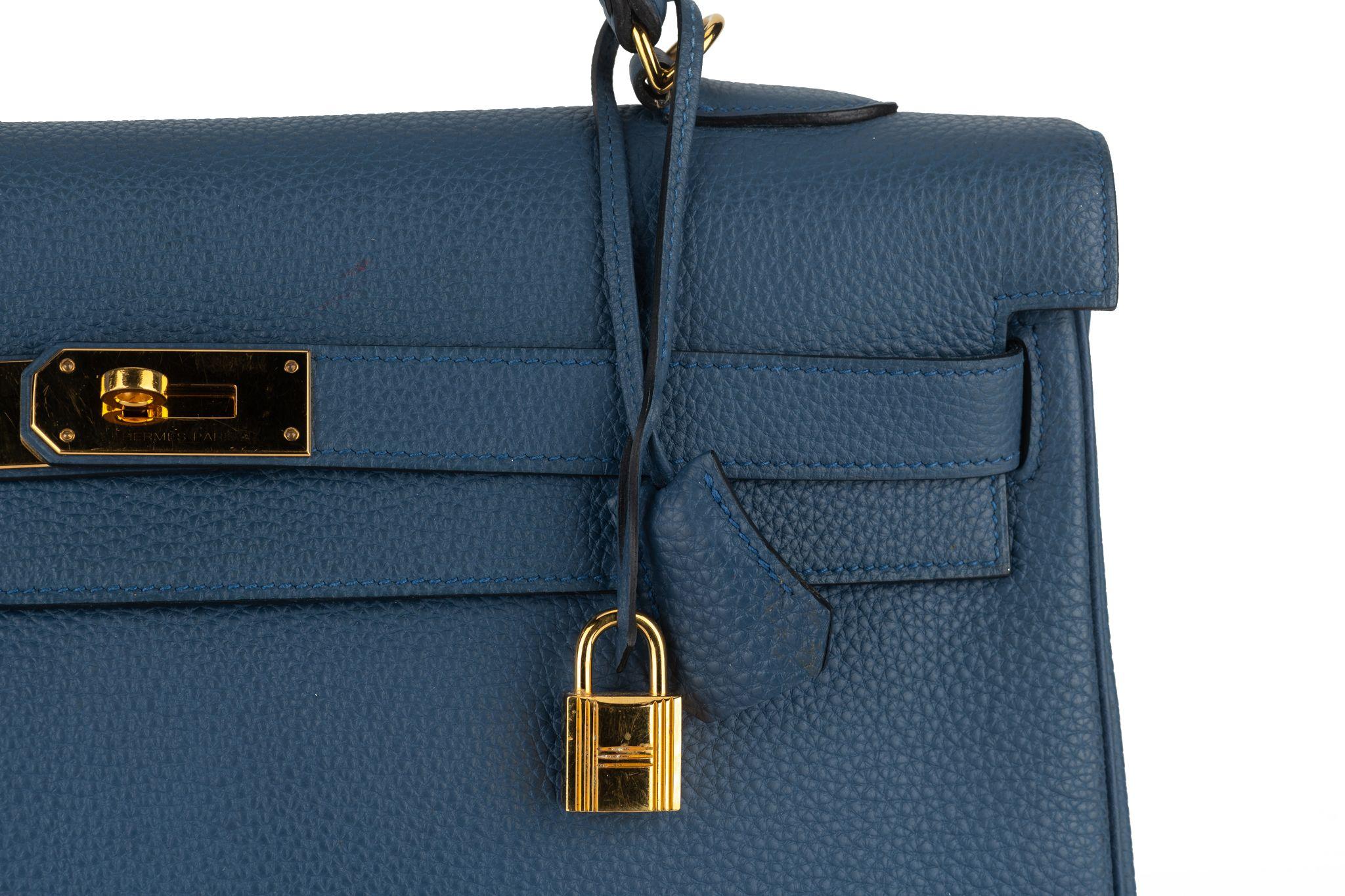 Hermès Blue Brighton Kelly Retourne 40 For Sale 4