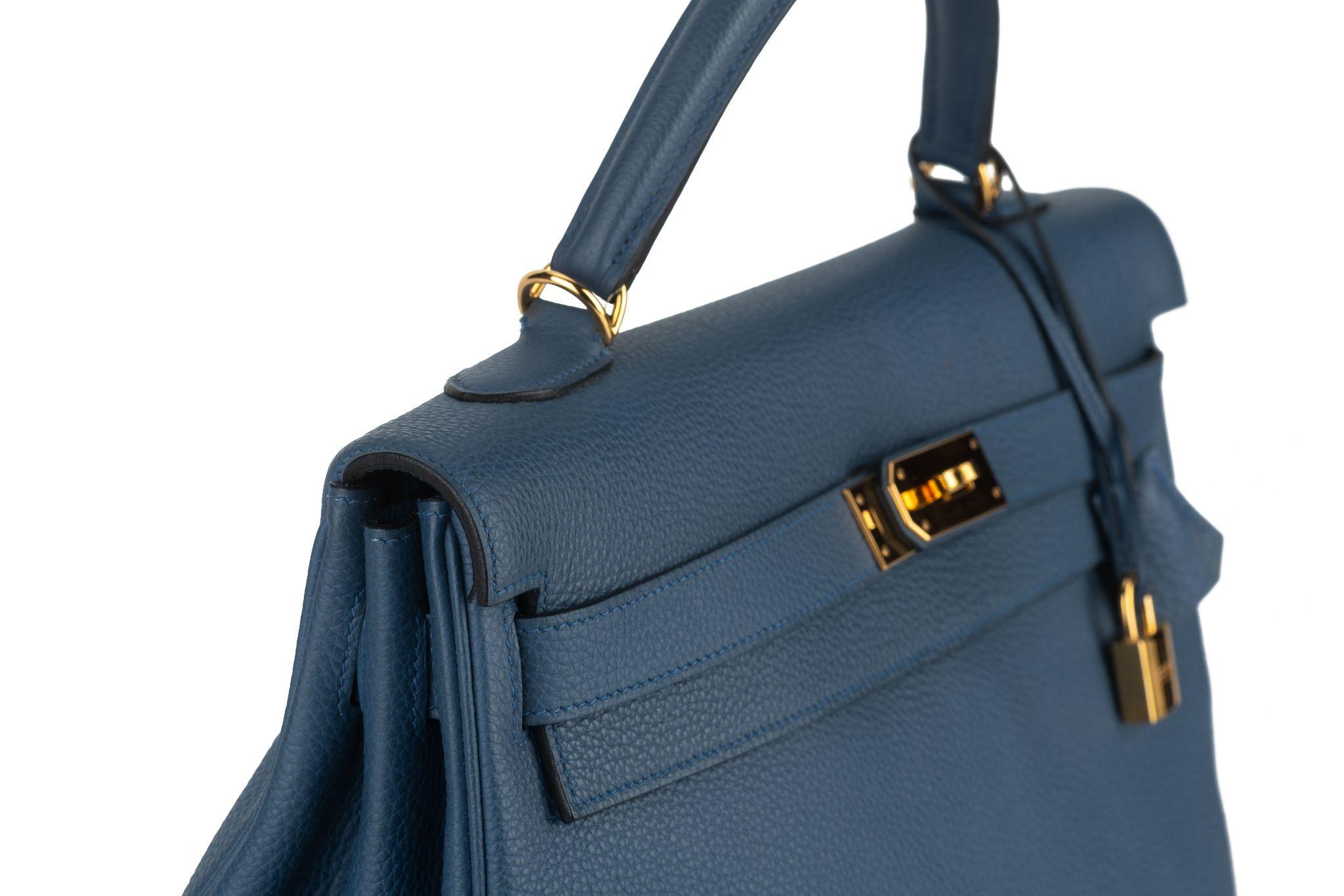 Hermès Blue Brighton Kelly Retourne 40 For Sale 5