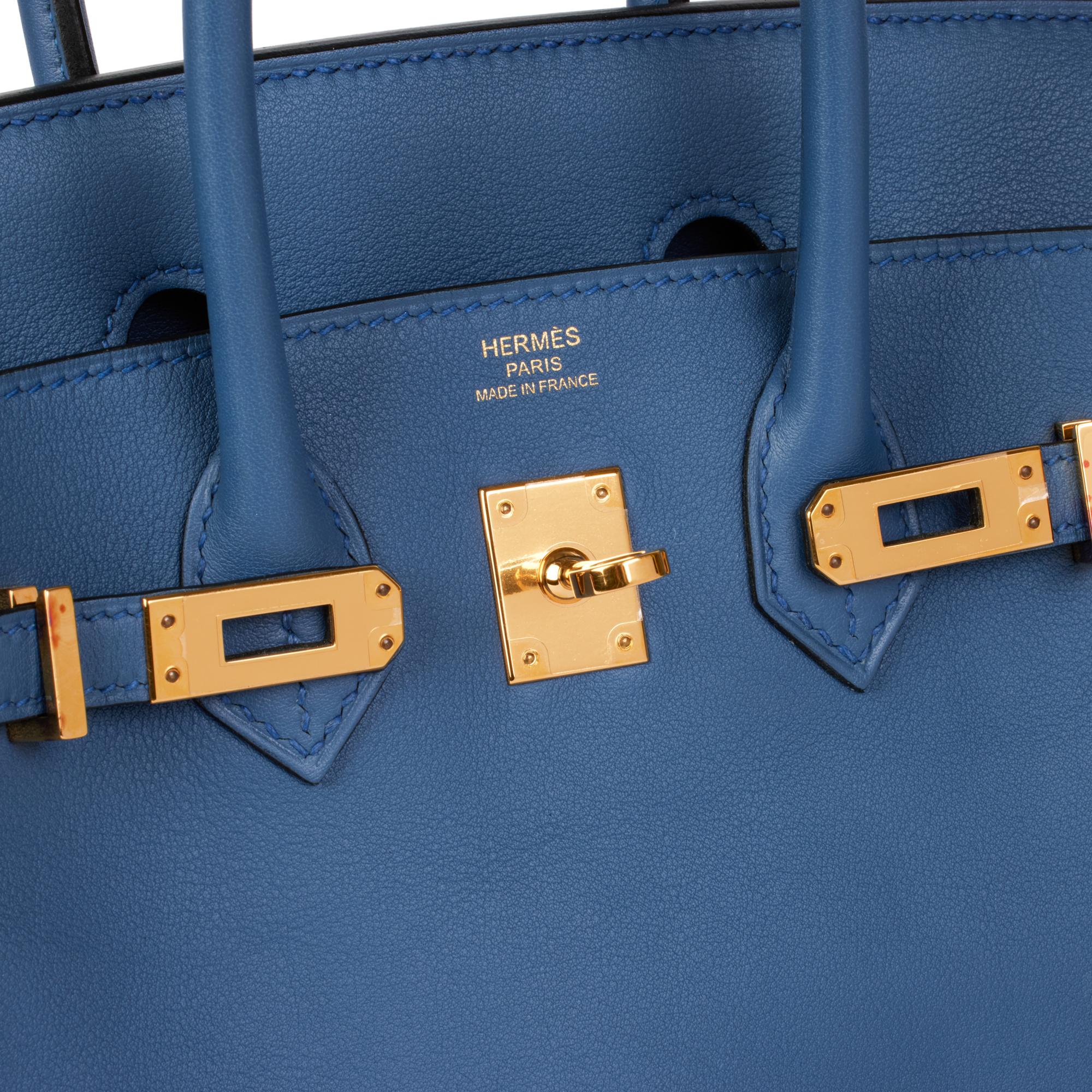 HERMÈS Bleu Brighton Swift Cuir Birkin 25cm Retourne 7