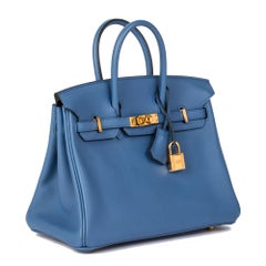 HERMÈS Blue Brighton Swift Leather Birkin 25cm Retourne