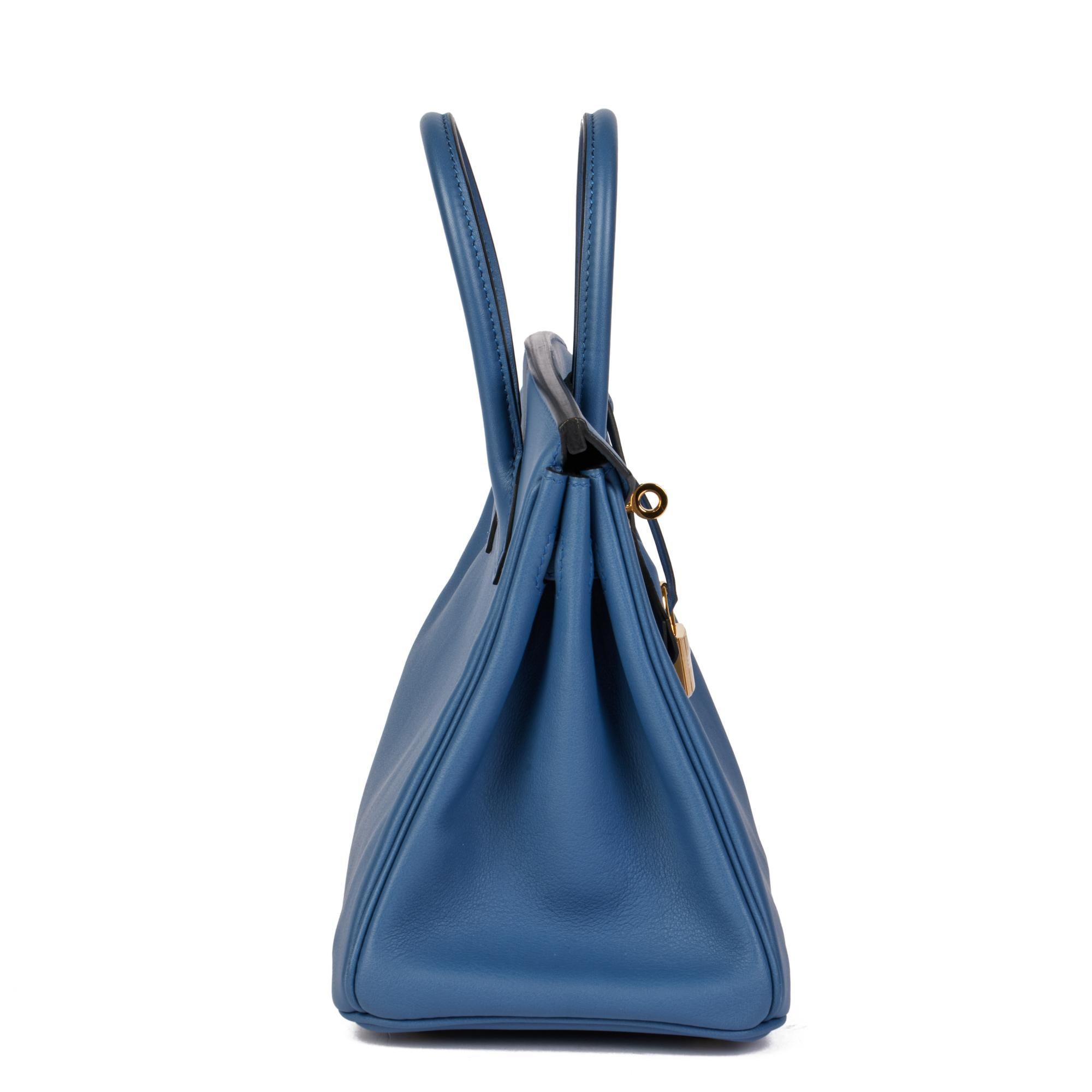 HERMÈS Bleu Brighton Swift Cuir Birkin 25cm Retourne Excellent état à Bishop's Stortford, Hertfordshire