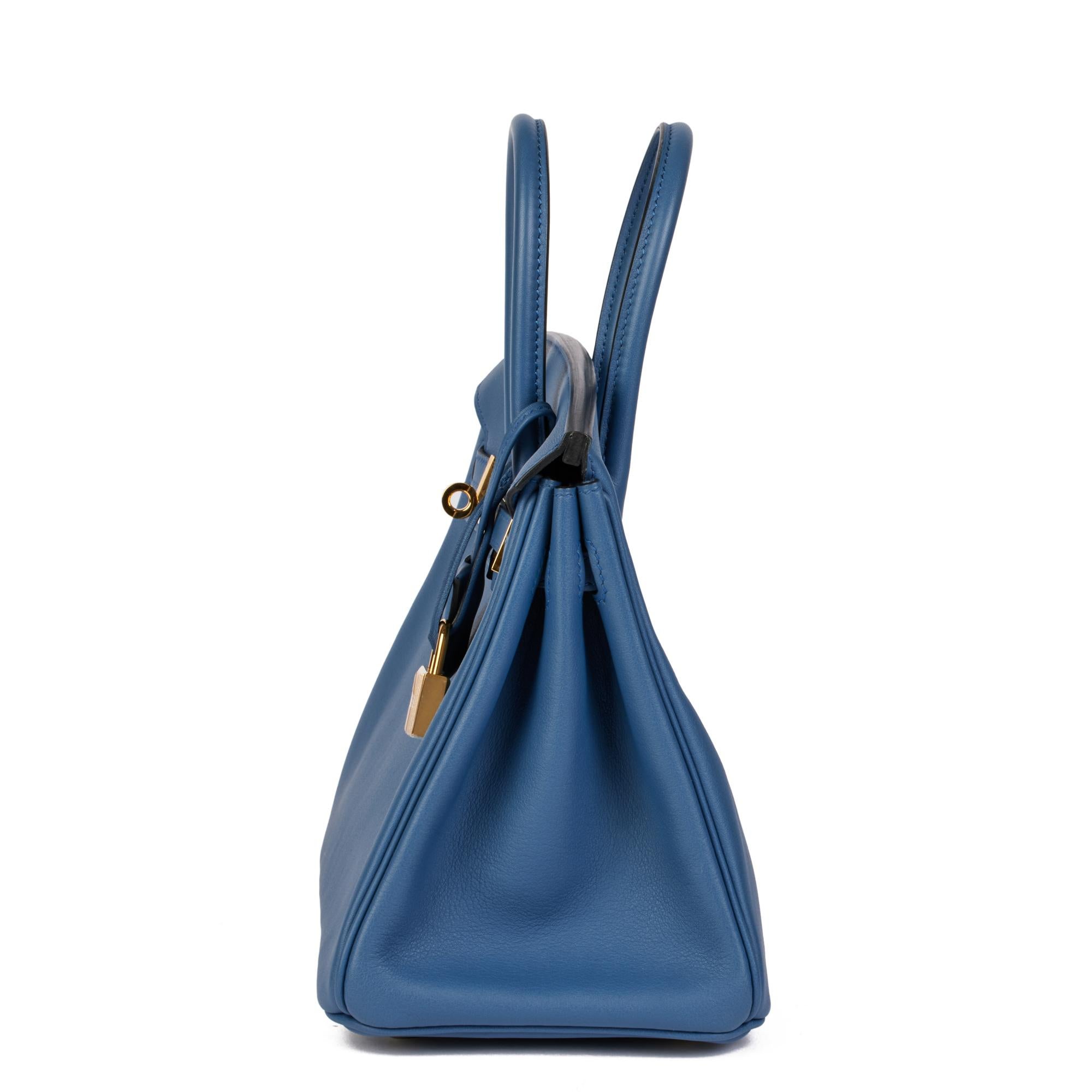  HERMÈS Bleu Brighton Swift Cuir Birkin 25cm Retourne Pour femmes 