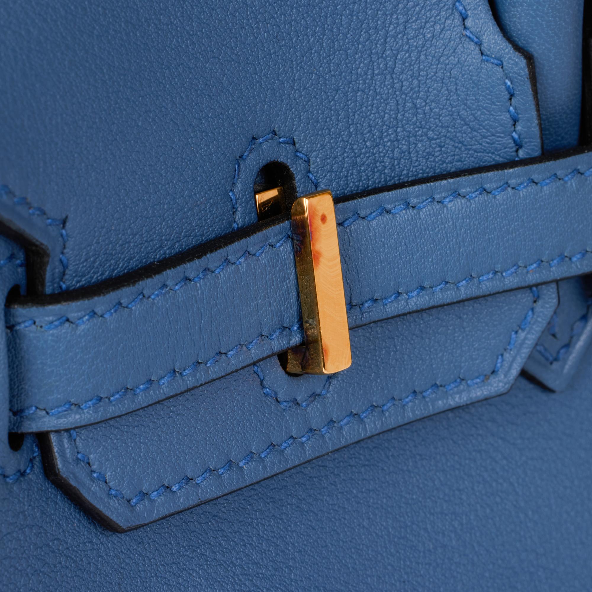 HERMÈS Bleu Brighton Swift Cuir Birkin 25cm Retourne 4