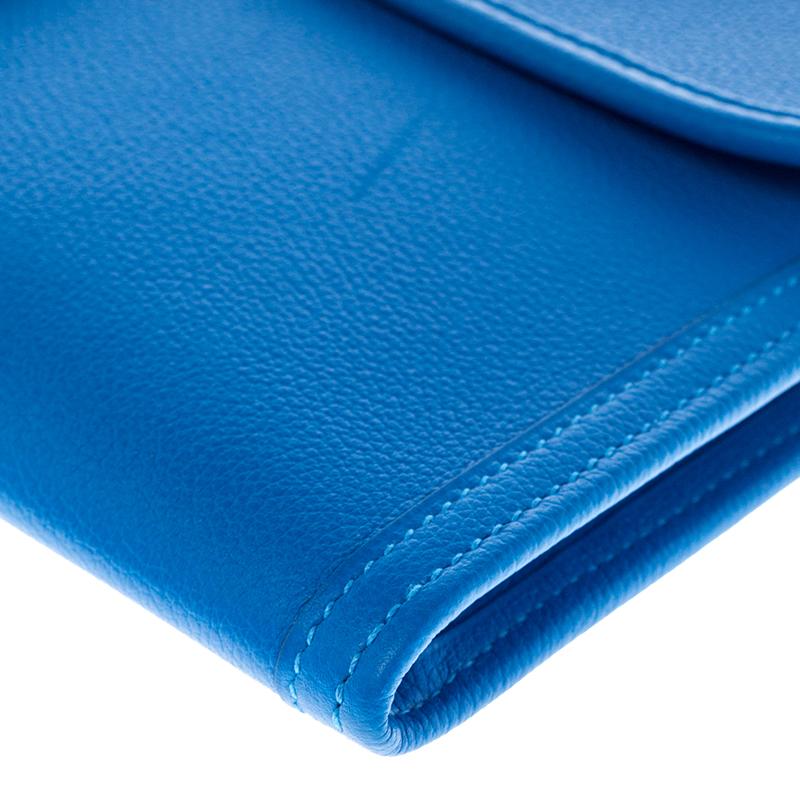 Hermes Blue Brighton Swift Leather Elan 29 Jige Clutch 4