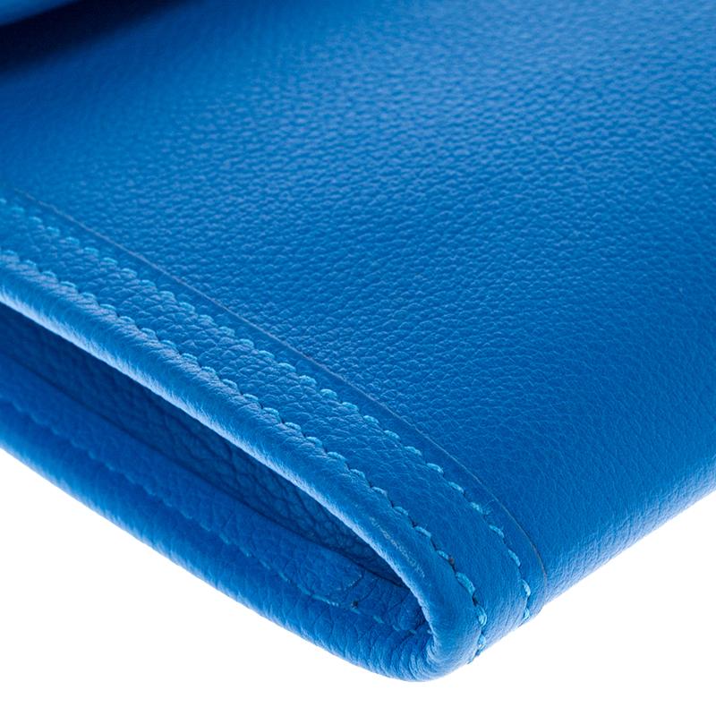 Hermes Blue Brighton Swift Leather Elan 29 Jige Clutch 5