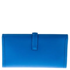 Hermes Blue Brighton Swift Leather Elan 29 Jige Clutch