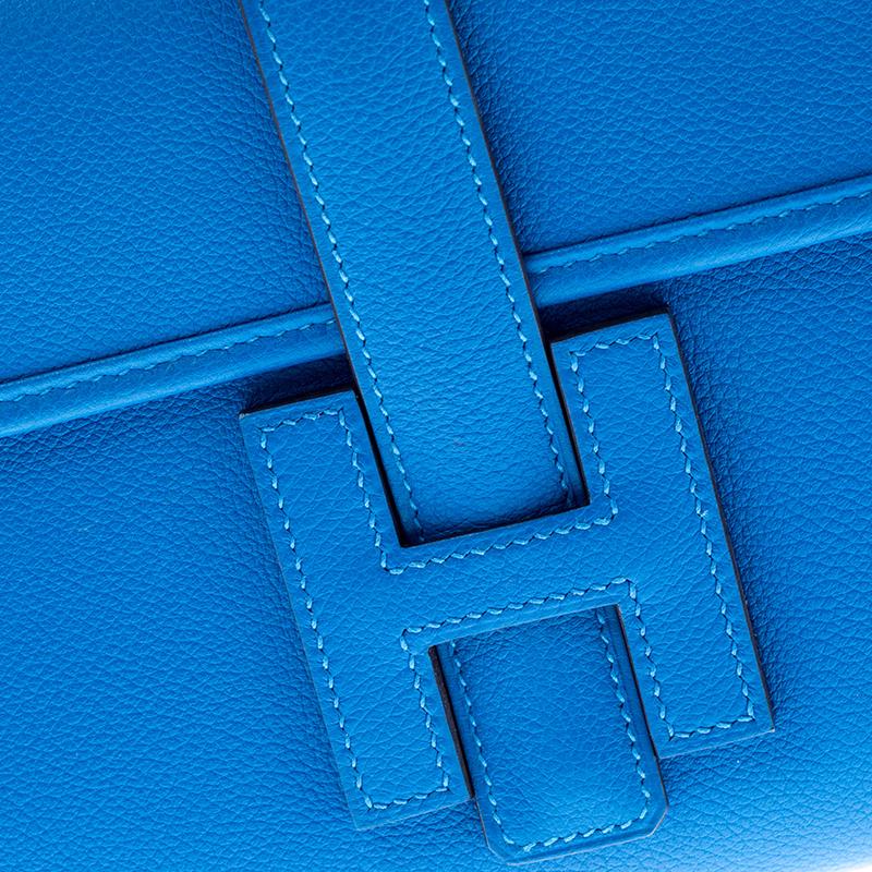 Hermes Blue Brighton Swift Leather Elan 29 Jige Clutch 3