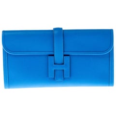 Hermes Blue Brighton Swift Leather Elan 29 Jige Clutch