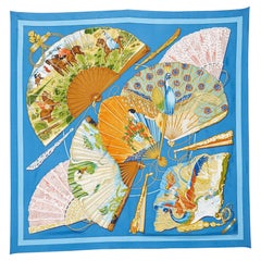 Hermes Blue Brise De Charme Printed Silk Square Scarf