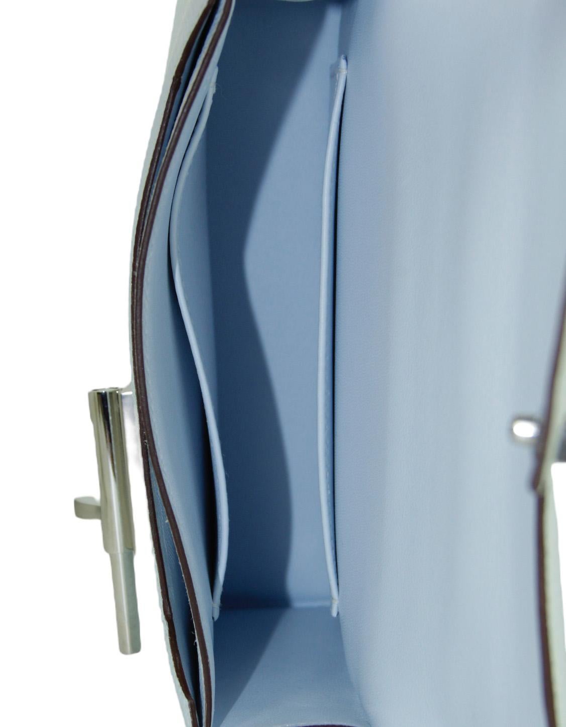 Hermes Blue Brume Chevre Leather  Mini Verrou Chaine Shoulder Bag rt. $8150 For Sale 2