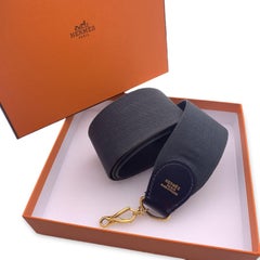 Hermes Blue Canvas Leather Shoulder Strap for Evelyn Bag