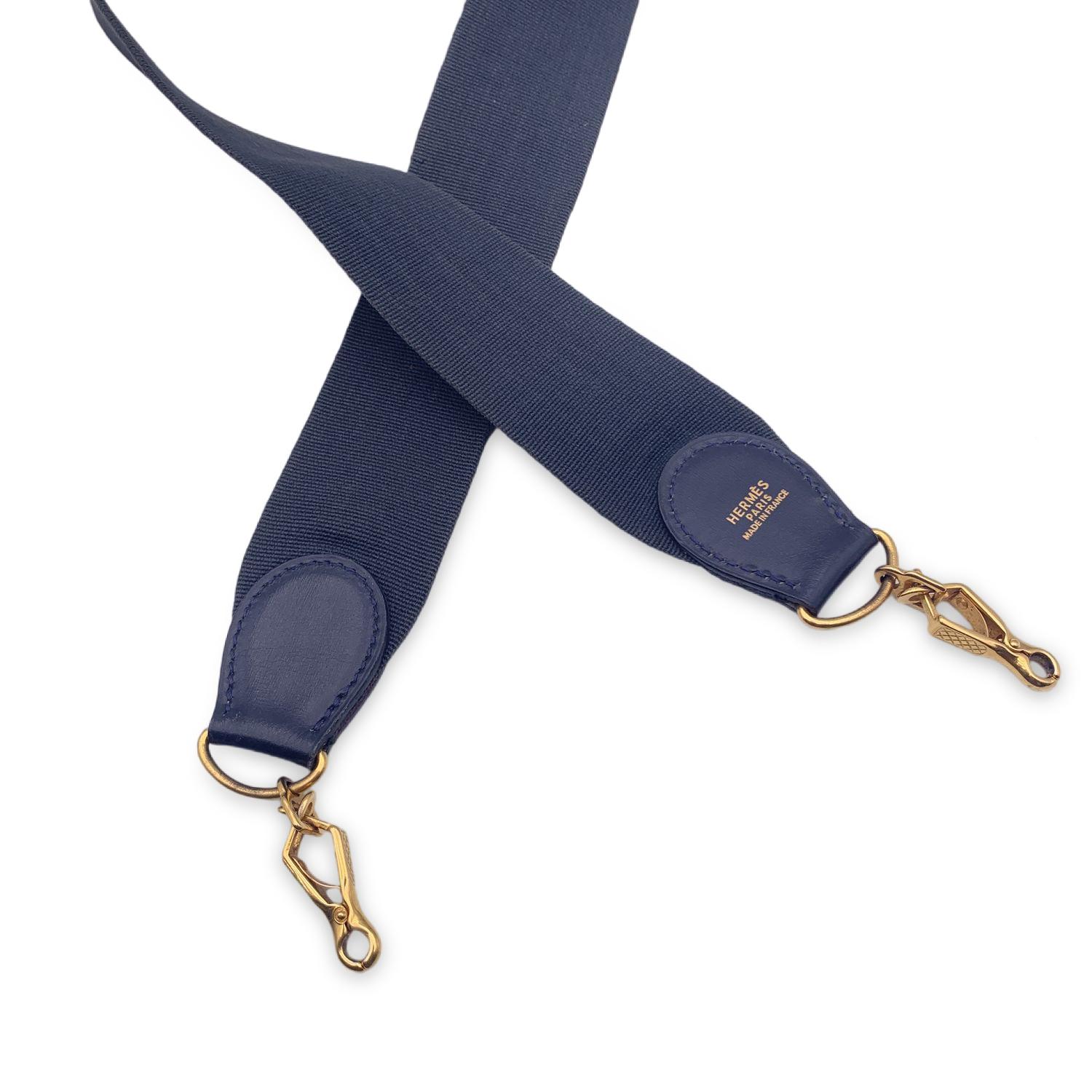 Women's or Men's Hermes Blue Canvas Leather Shoulder Strap for Evelyn Bag