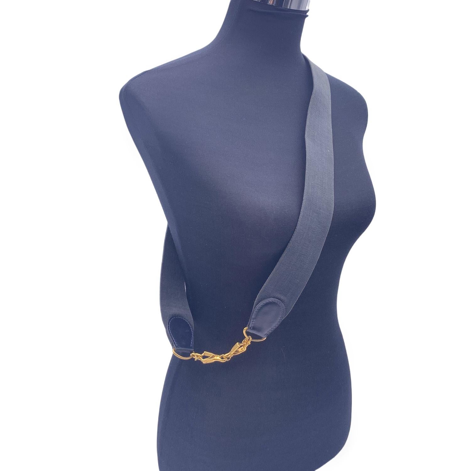 Hermes Blue Canvas Leather Shoulder Strap for Evelyn Bag 1