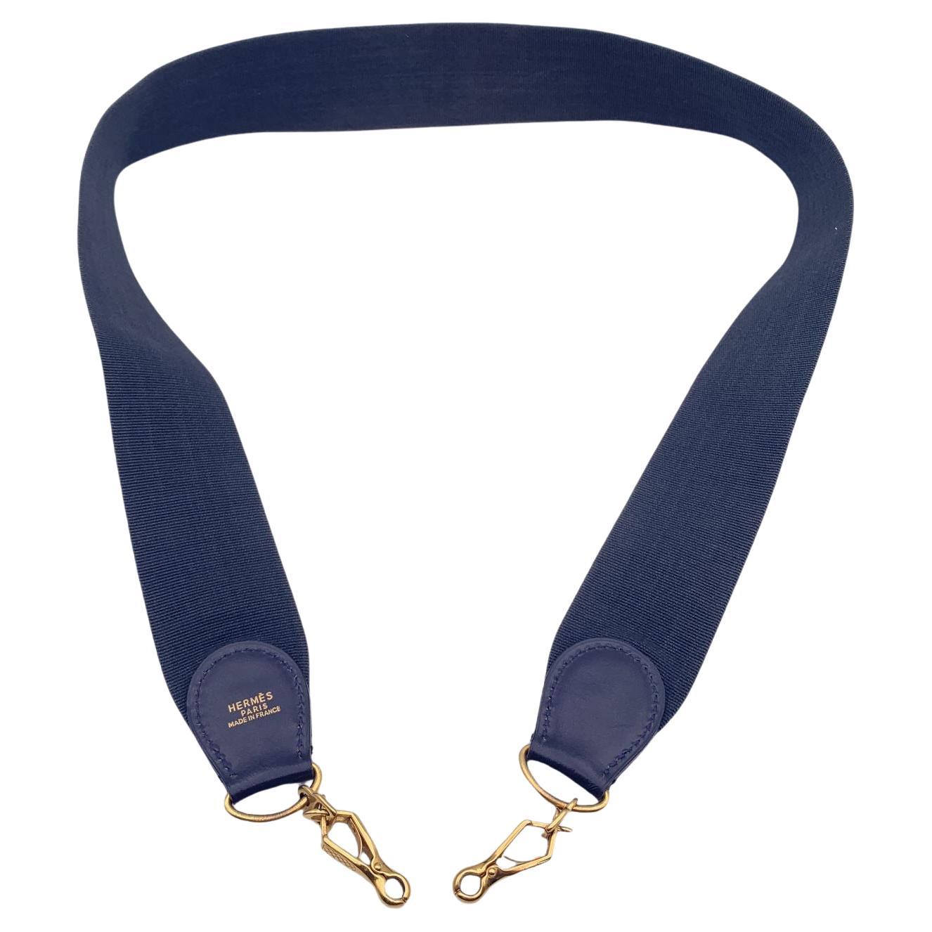 Hermes Blue Canvas Leather Shoulder Strap for Evelyn Bag