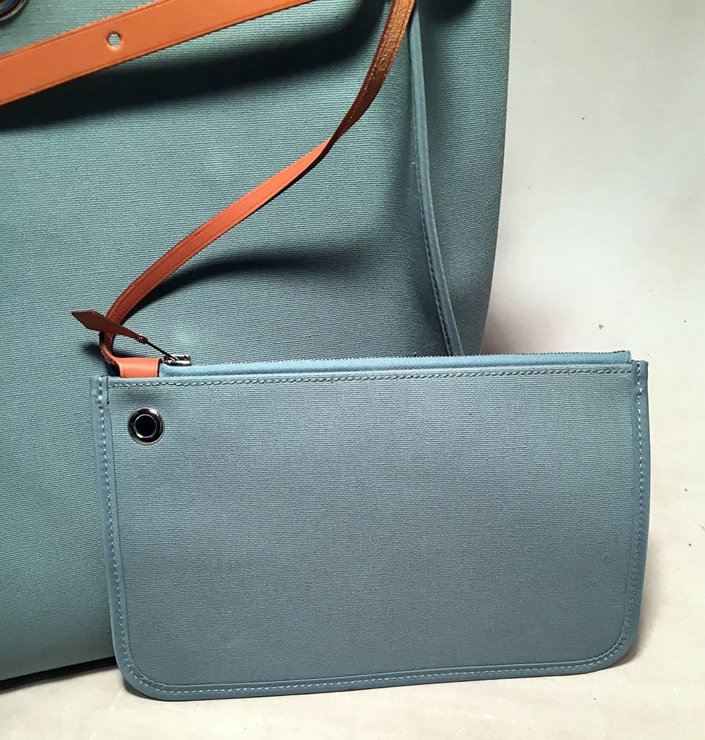Women's or Men's Hermes Blue Canvas Toile Herbag Tote For Sale