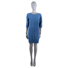 HERMES blue cashmere HALF SLEEVE KNIT Dress 34 XS