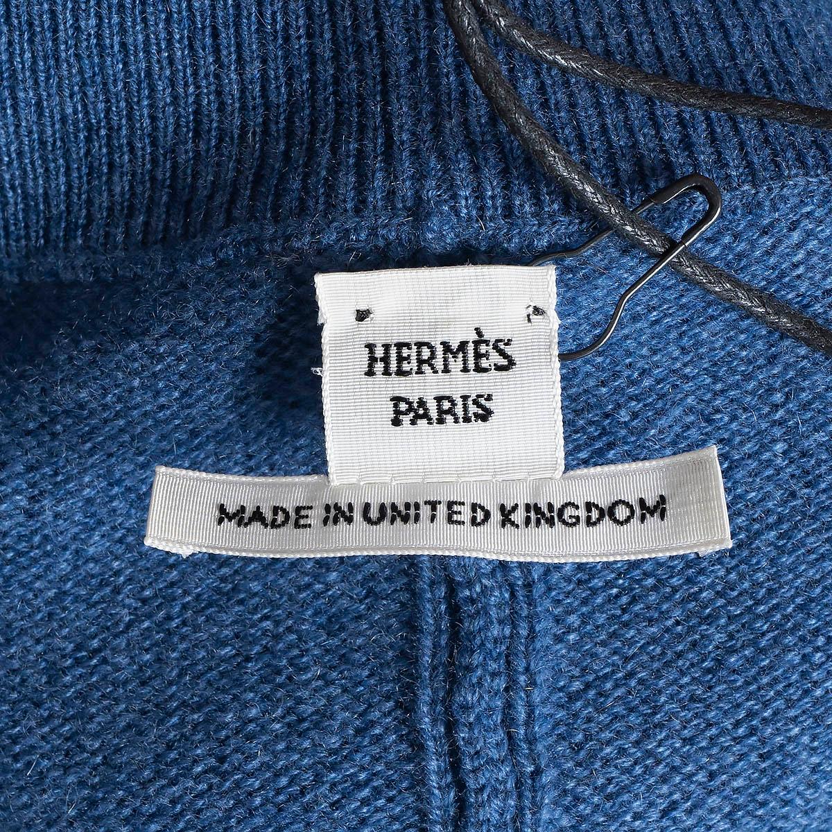HERMES blue cashmere HALF SLEEVE KNIT Dress 34 XS For Sale 4