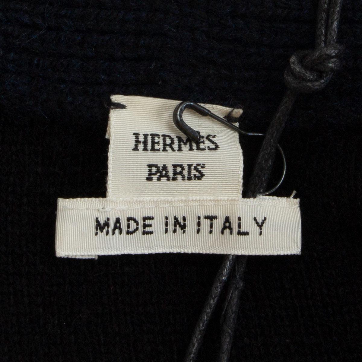 Black HERMES blue cashmere LONG CUT Oversized Cardigan Sweater 34 XXS