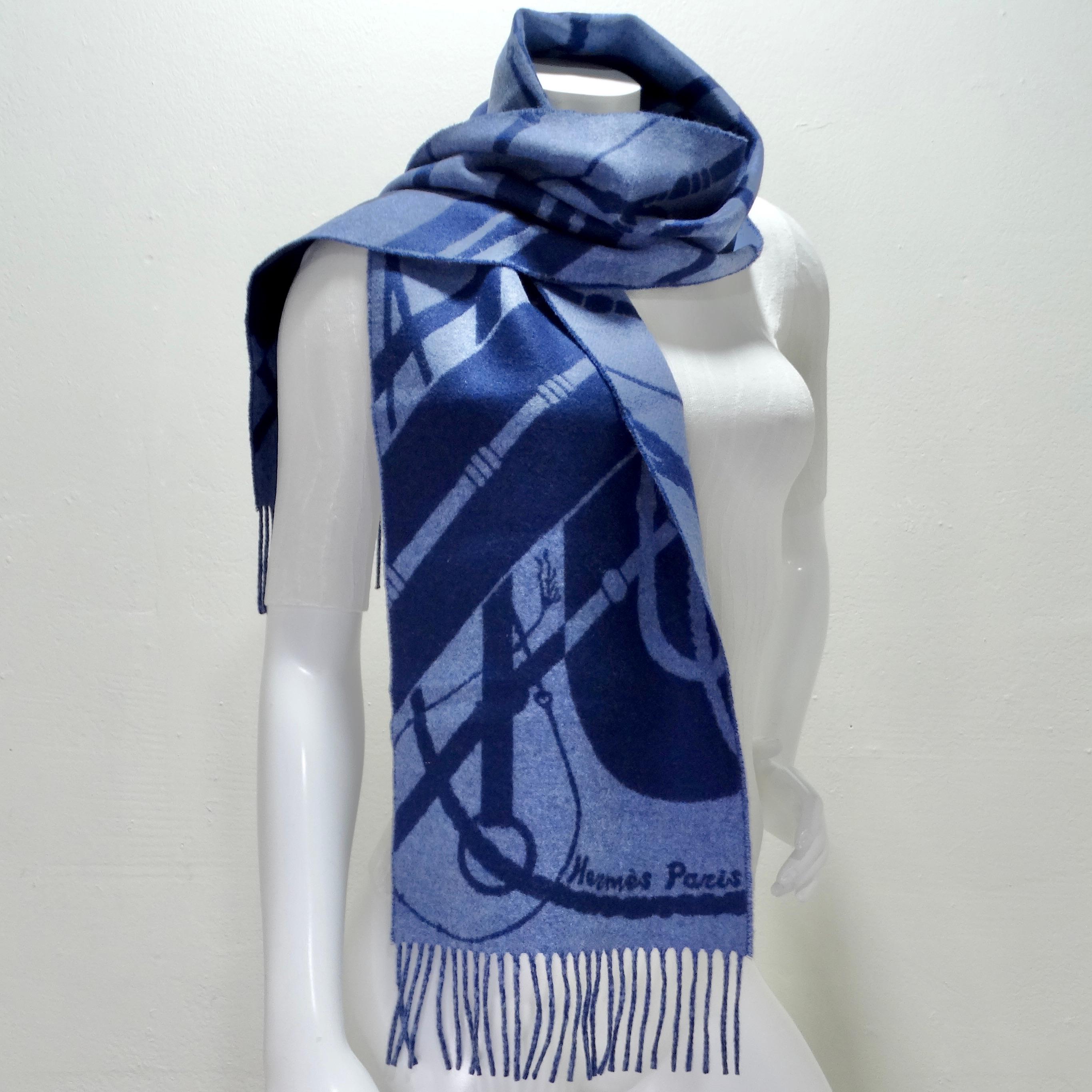 Introducing the Hermes Blue Cashmere Scarf, a luxurious and versatile accessory that adds a vibrant touch to any outfit. Made from the finest cashmere, this scarf boasts a stunning two-tone design with a combination of navy blue and baby blue in a