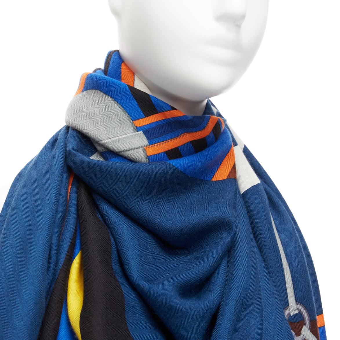 HERMES blue cashmere silk colorblock equestrian horse 135cm square scarf
Reference: AAWC/A01154
Brand: Hermes
Material: Cashmere, Silk
Color: Blue, Multicolour
Pattern: Solid
Extra Details: Colorblock horse print.
Made in: