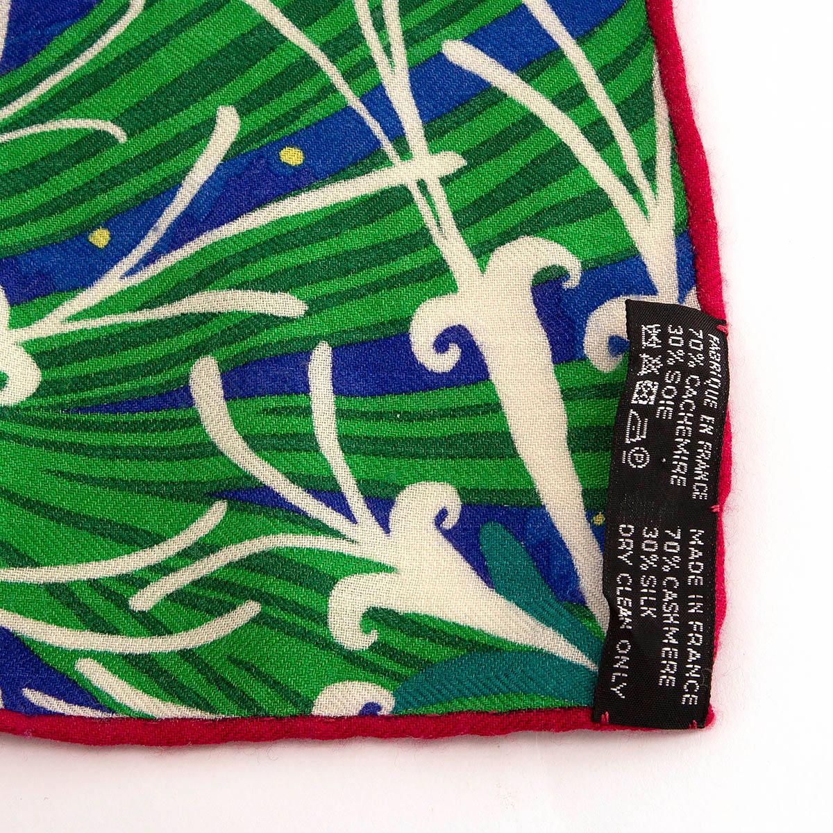 HERMES blue cashmere silk TYGER TYGER 140 Scarf Bleu Dur Vert Gris 3