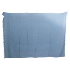 HERMES CHEVRON Schal aus blauem Kaschmir und Wolle