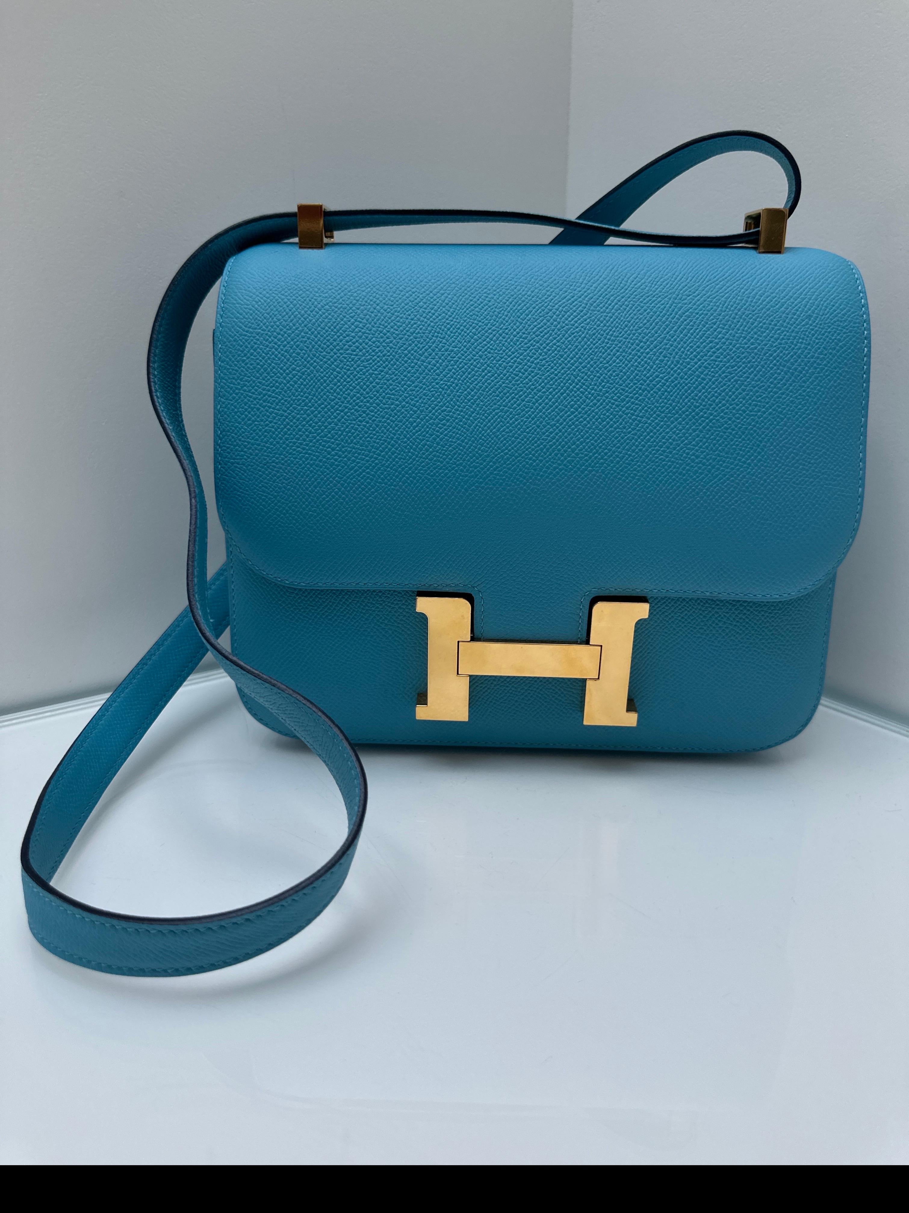 Hermes Blue Celeste Constance Bag For Sale 9