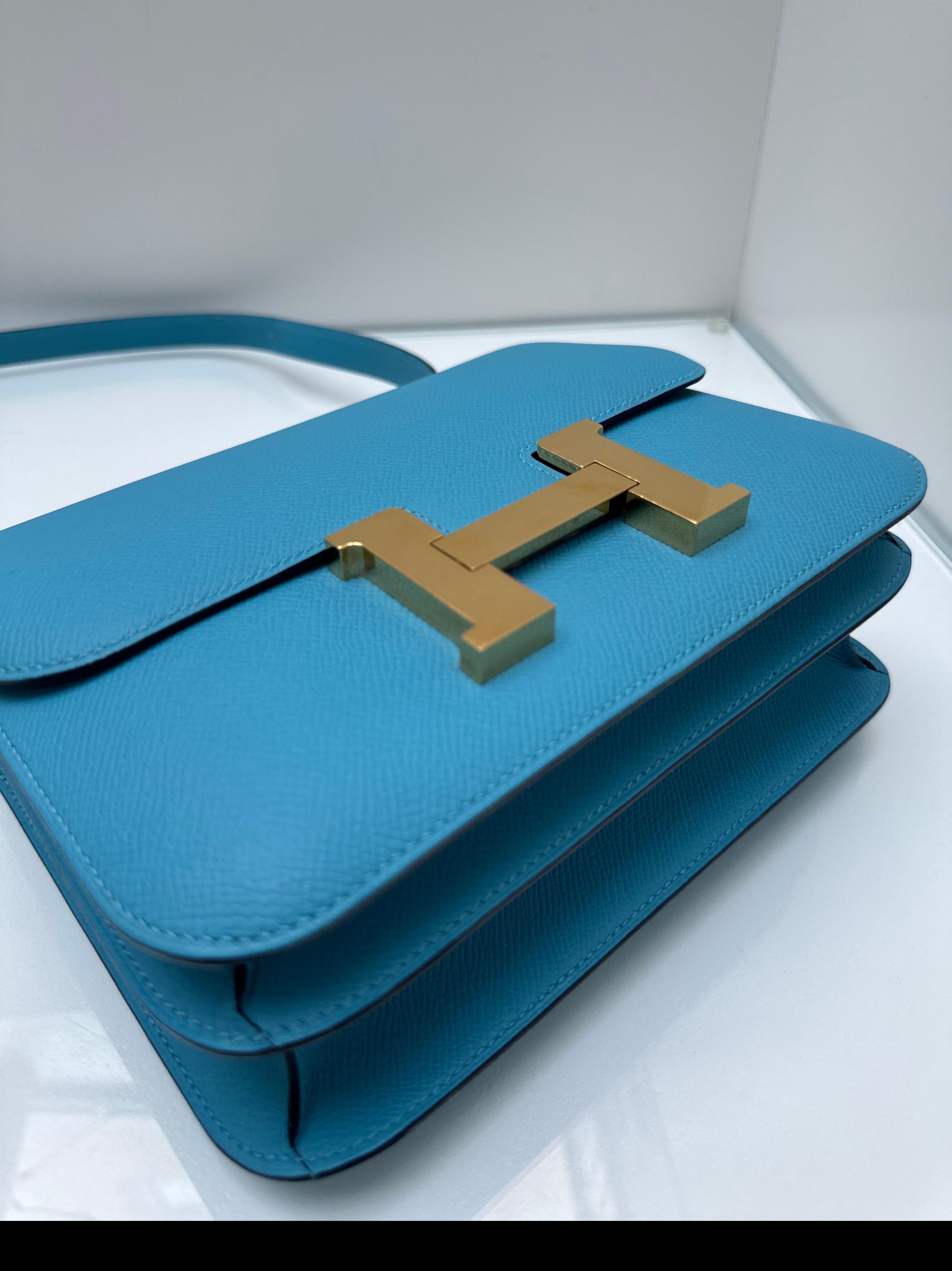 Hermes Blue Celeste Constance Bag For Sale 11