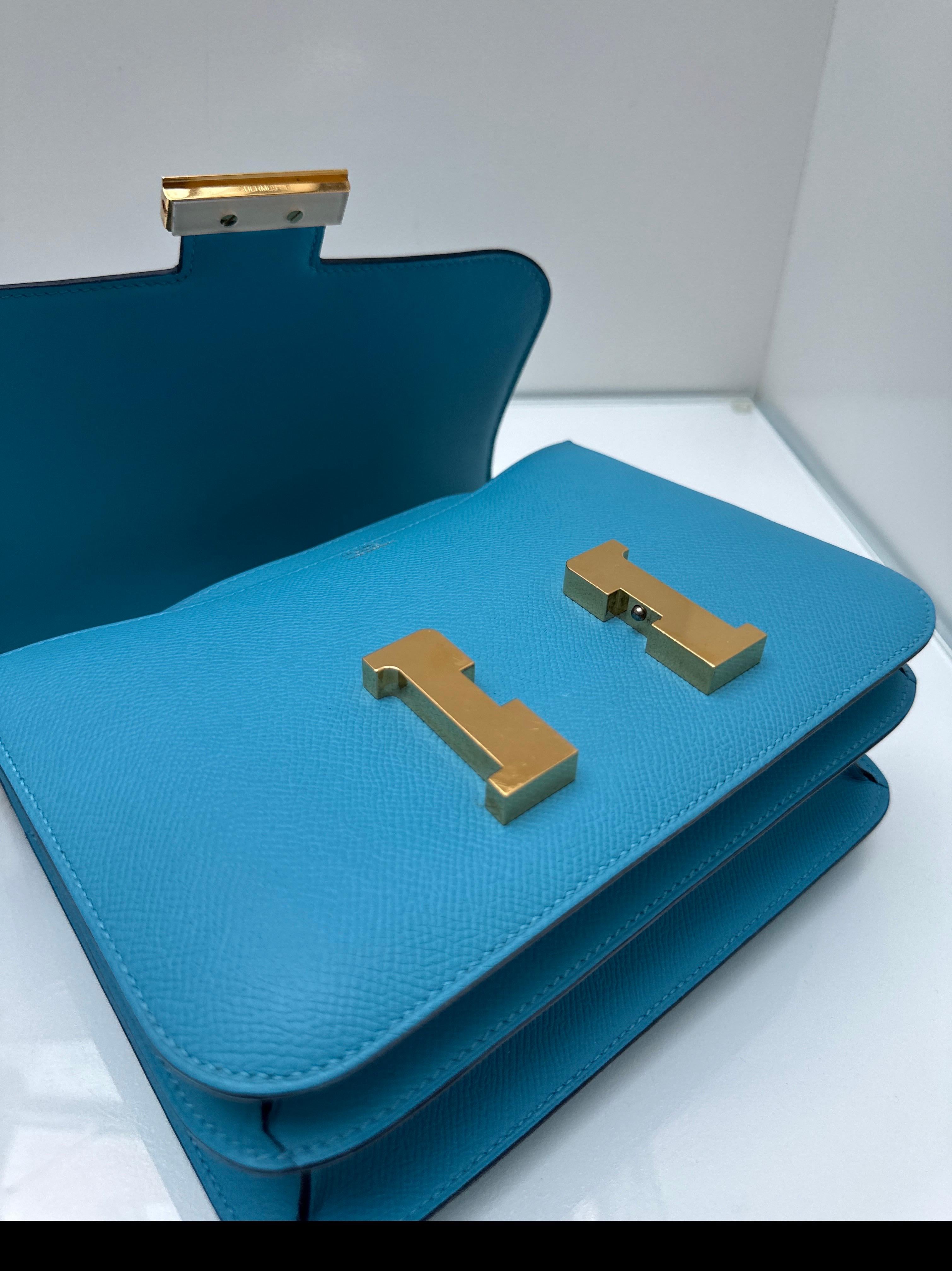 Hermes Blue Celeste Constance Bag For Sale 12