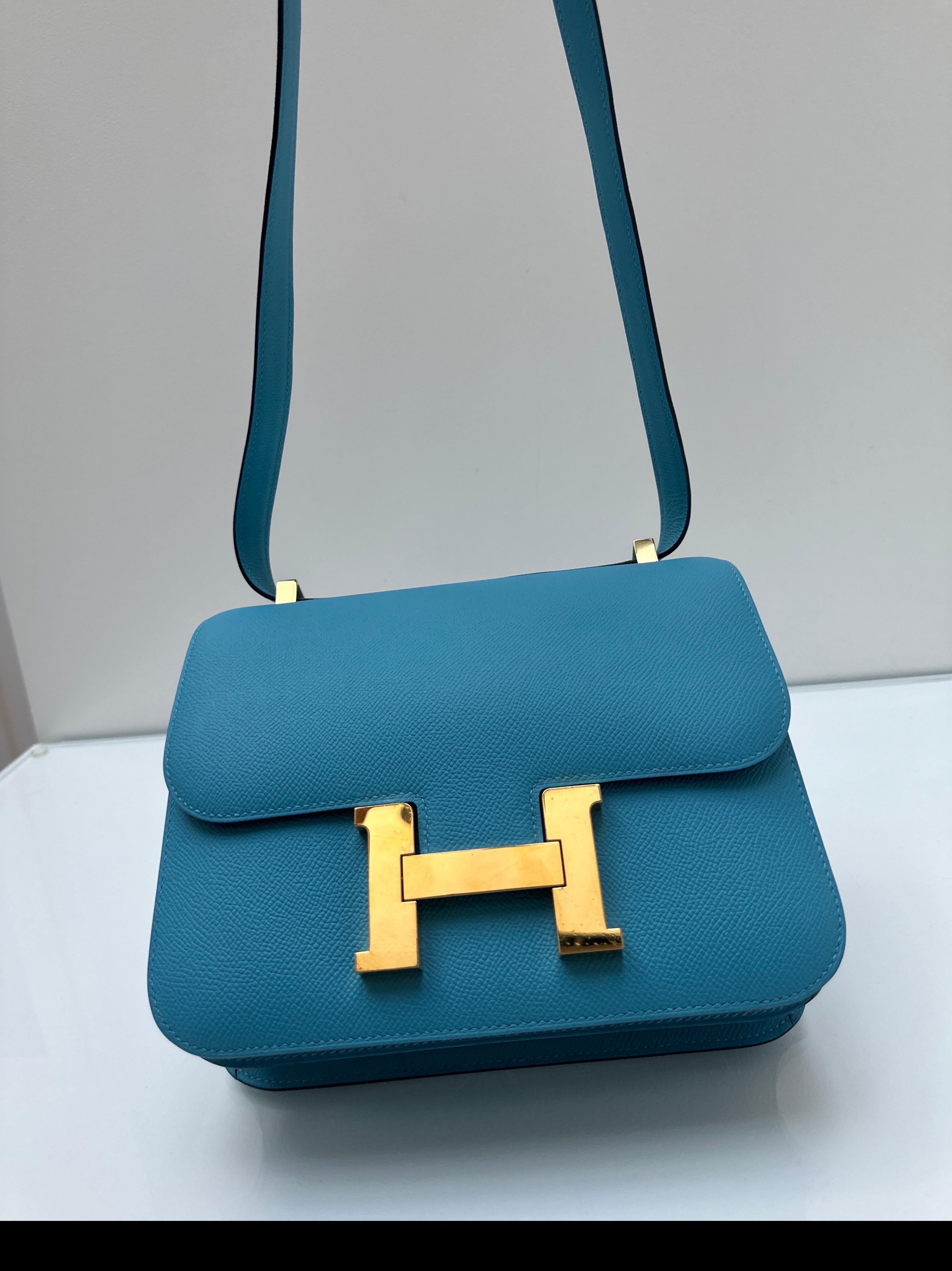 Hermes Blue Celeste Constance Bag For Sale 15