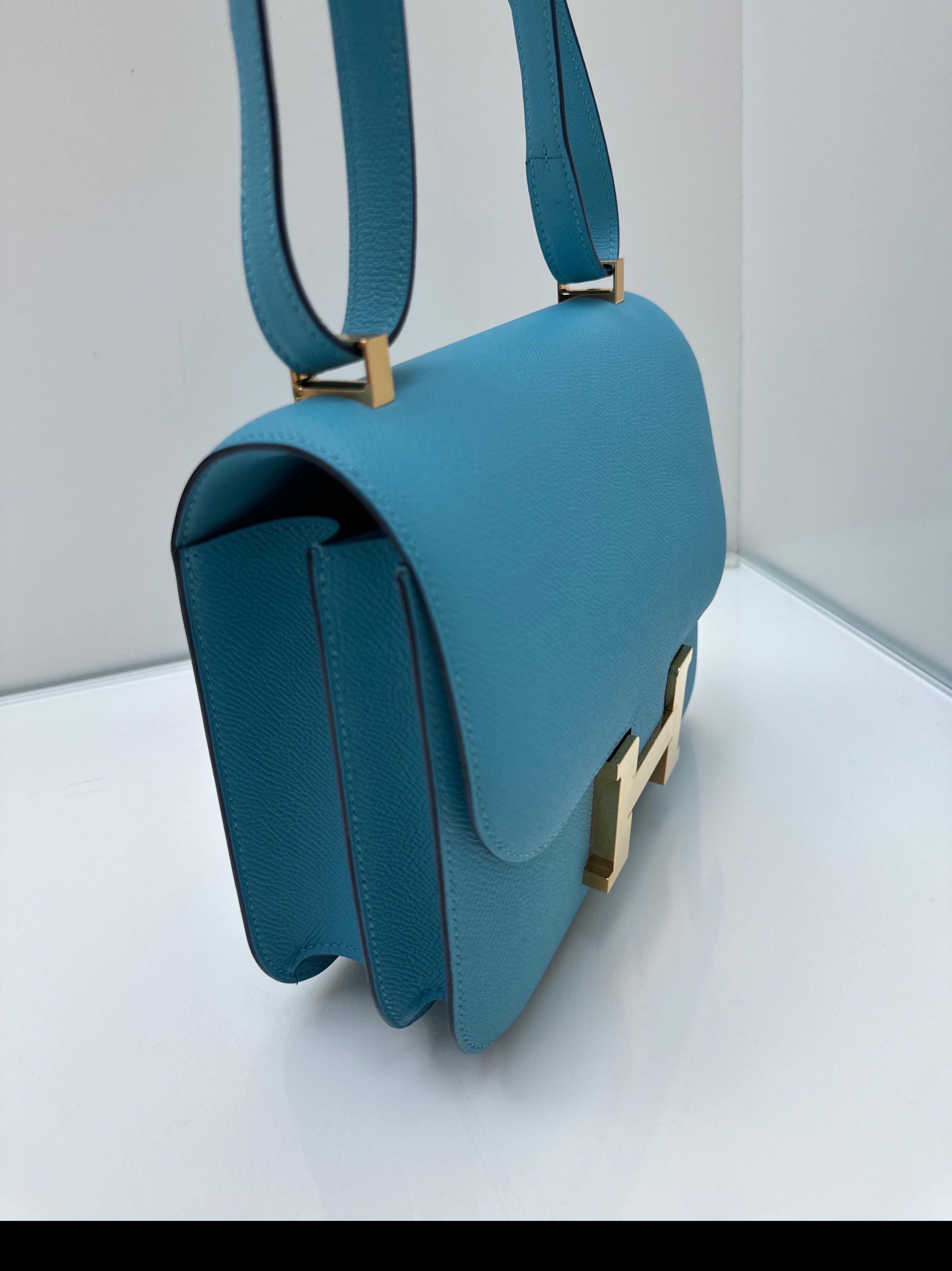 Hermes Blue Celeste Constance Bag In Good Condition For Sale In Athens, GA
