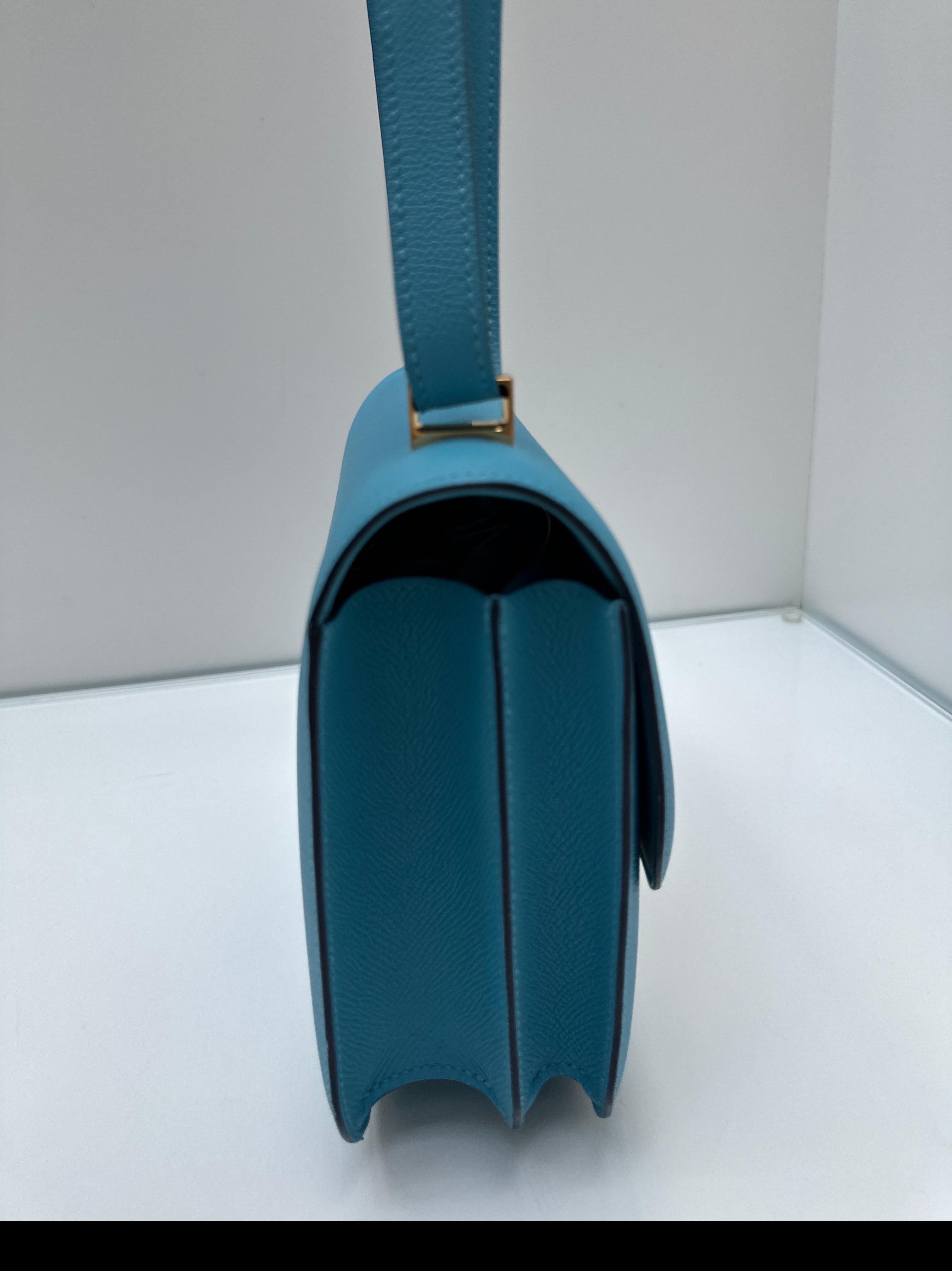Women's or Men's Hermes Blue Celeste Constance Bag For Sale