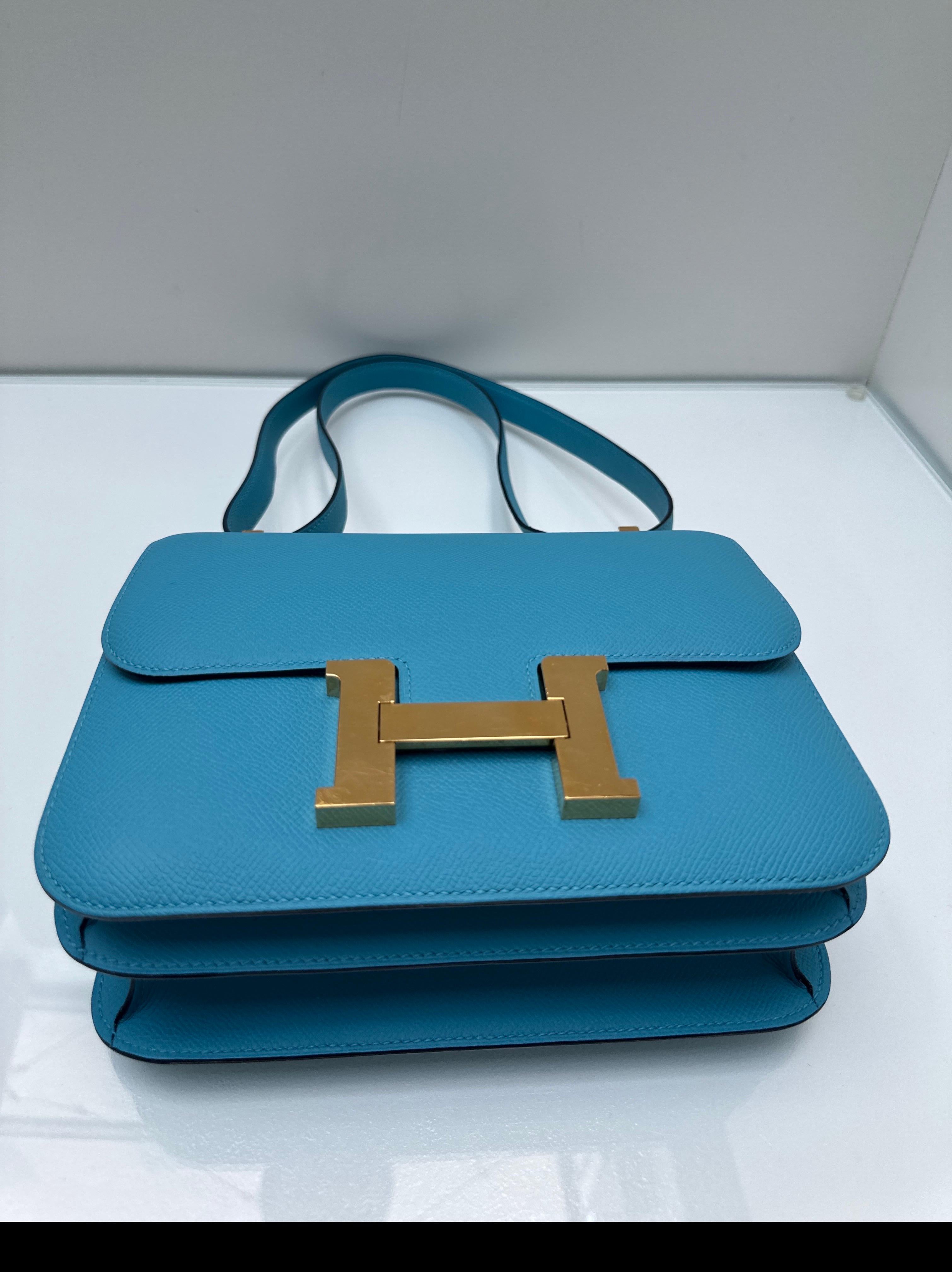 Hermes Blue Celeste Constance Bag For Sale 2