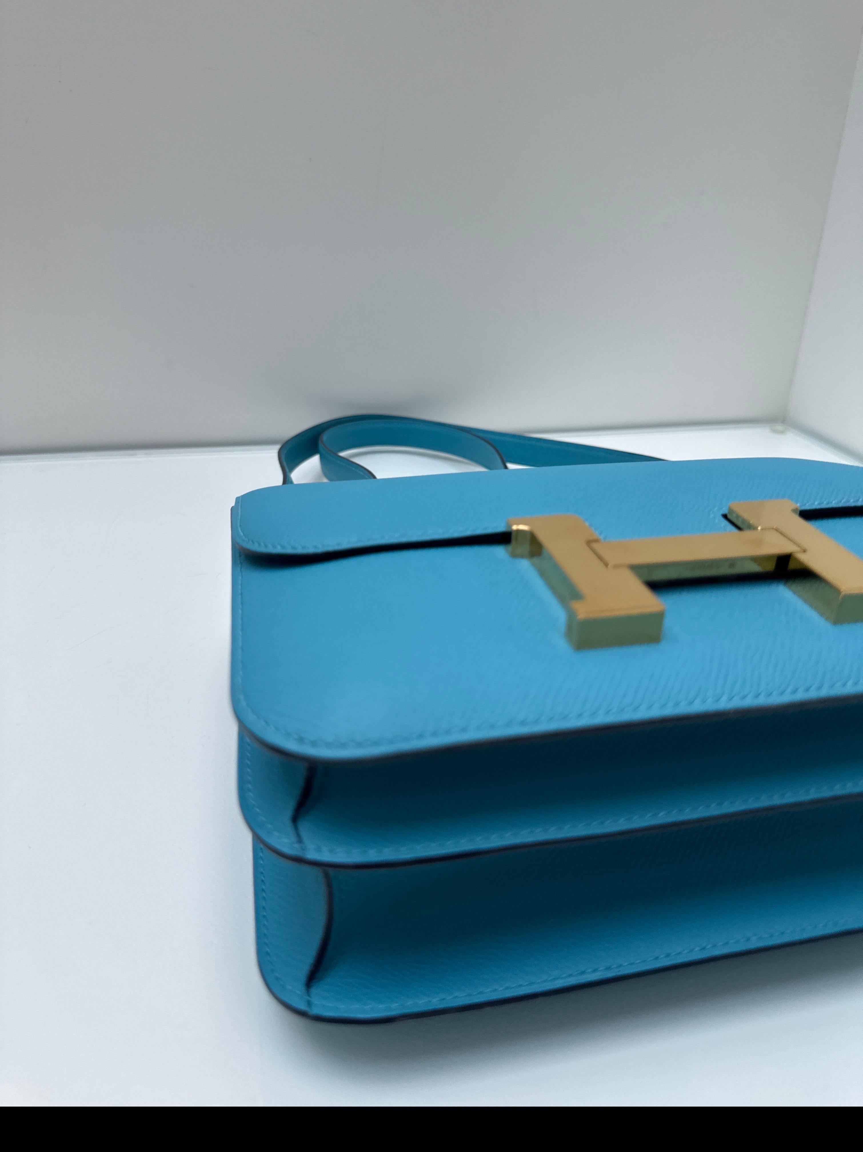 Hermes Blue Celeste Constance Bag For Sale 3