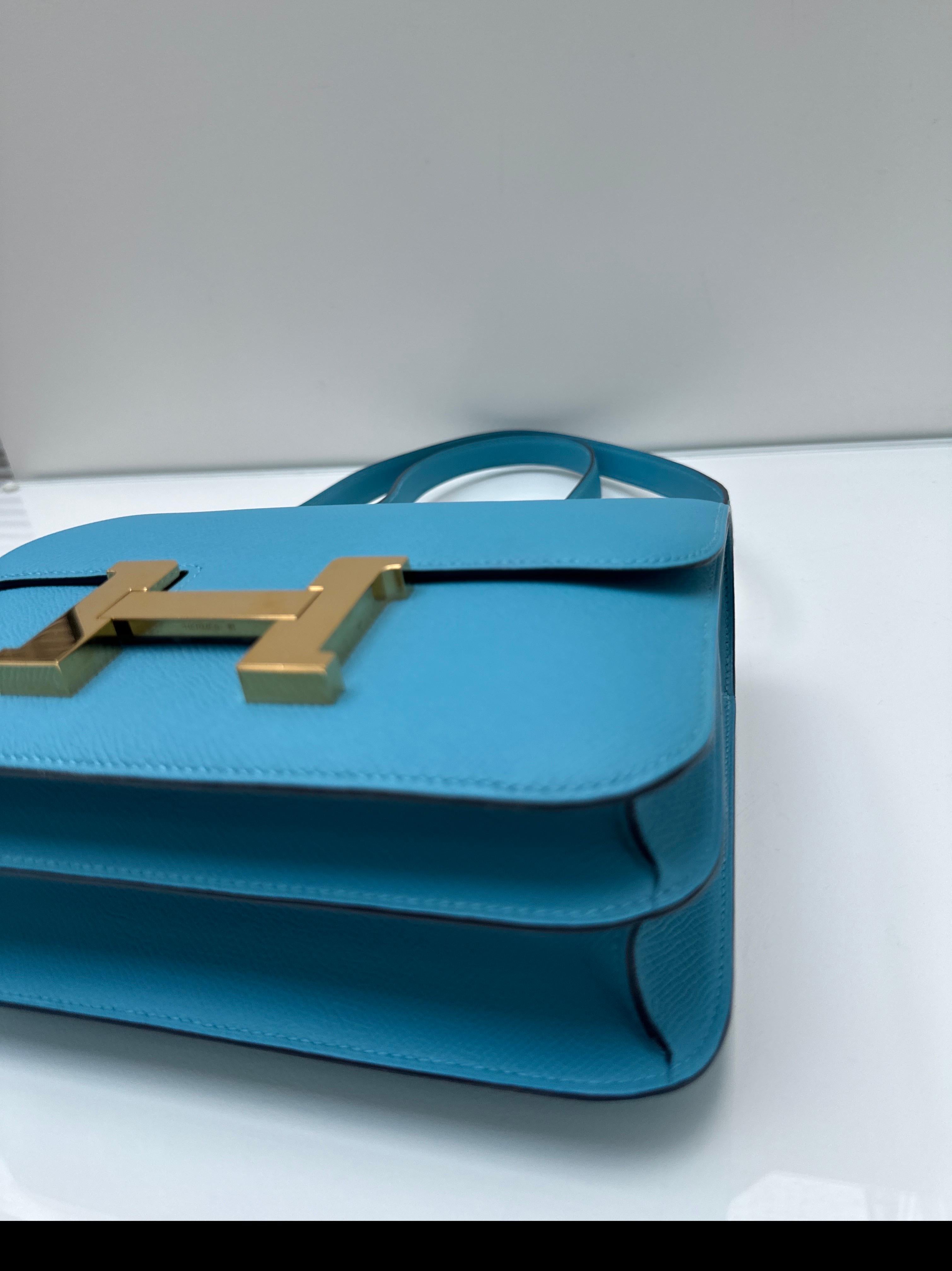 Hermes Blue Celeste Constance Bag For Sale 4