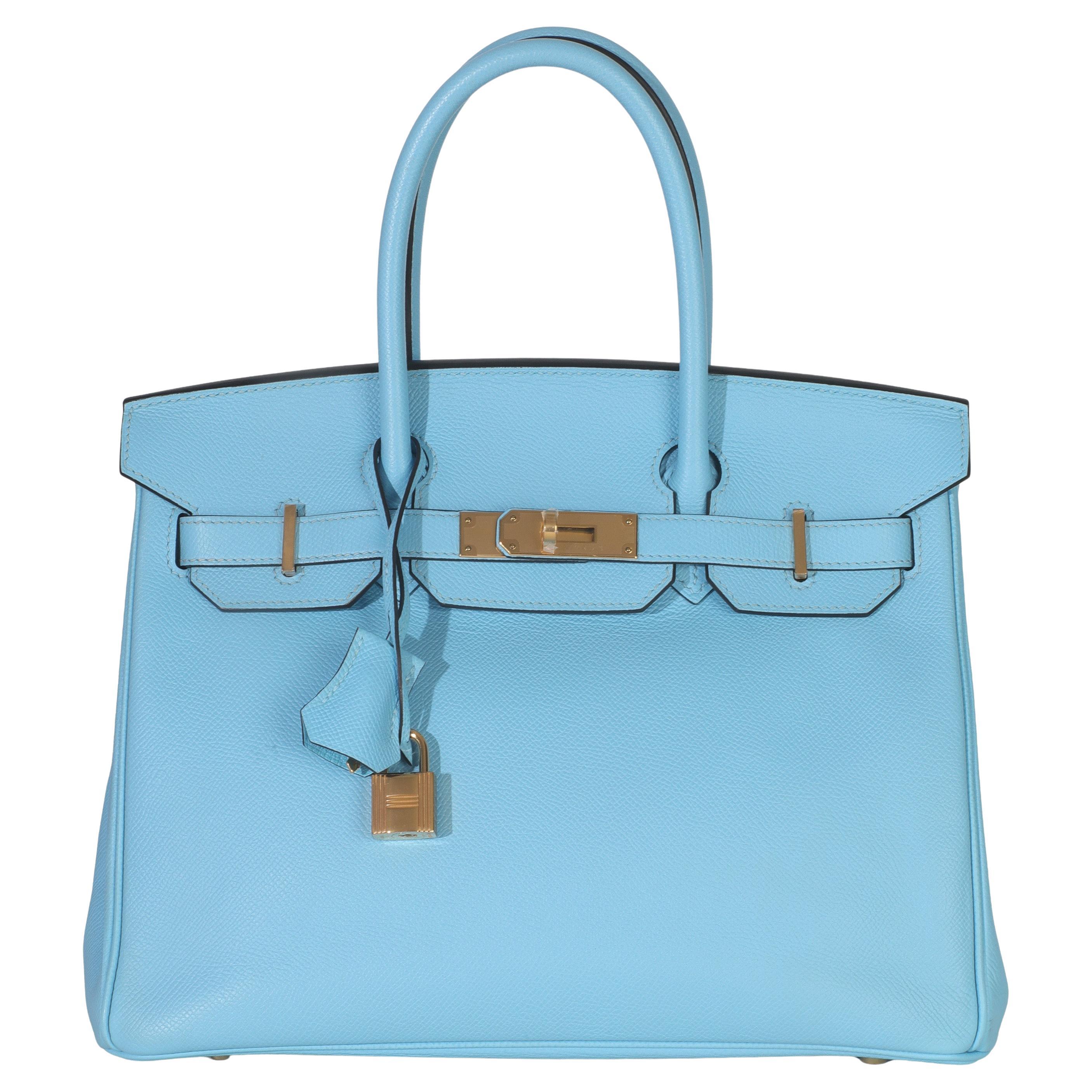 Hermès Blau Celeste Bittersalz Birkin 30 GHW im Angebot