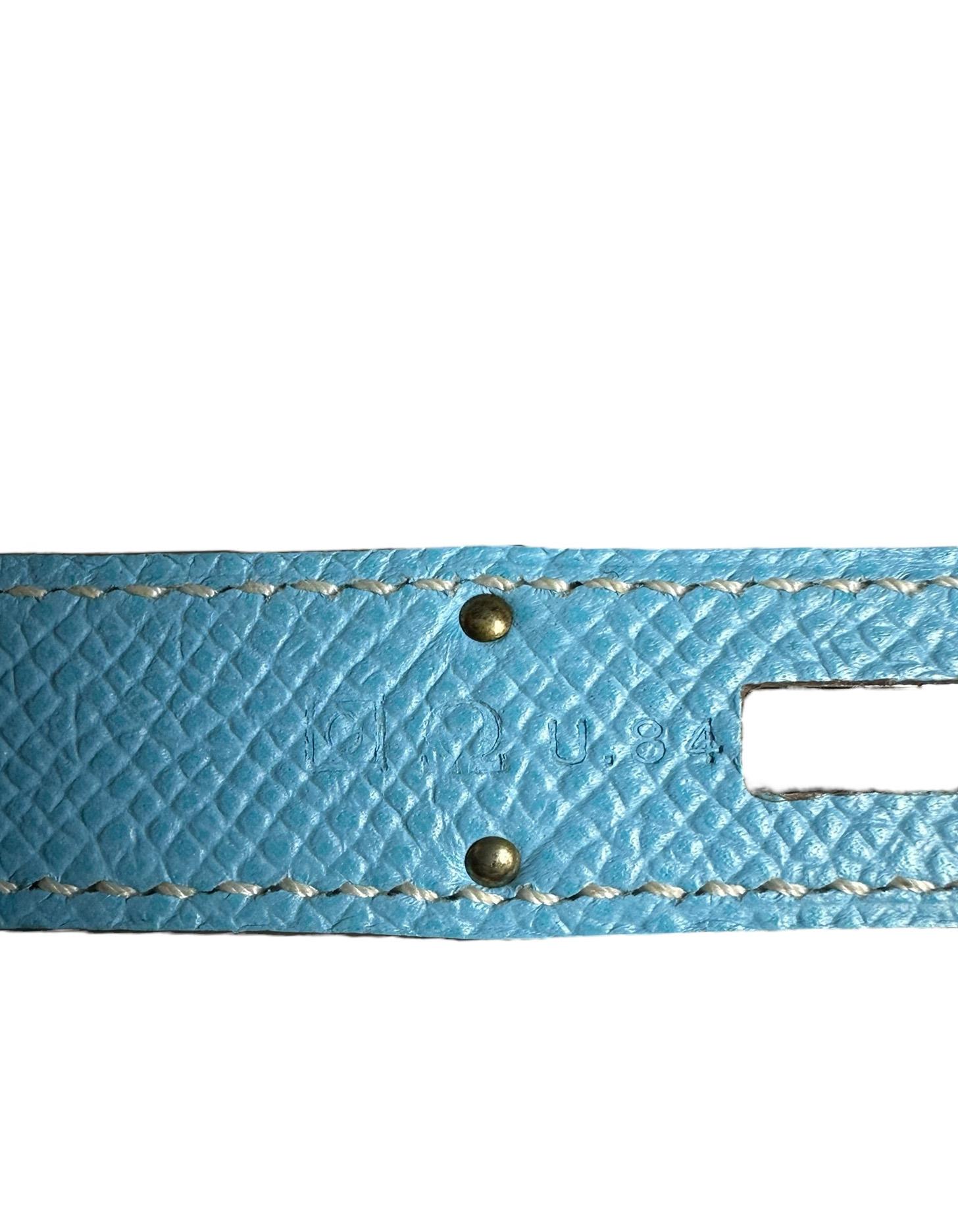 Hermes Blue Celeste/ Mykonos Epsom Leather 30cm Candy Birkin Bag PHW For Sale 7