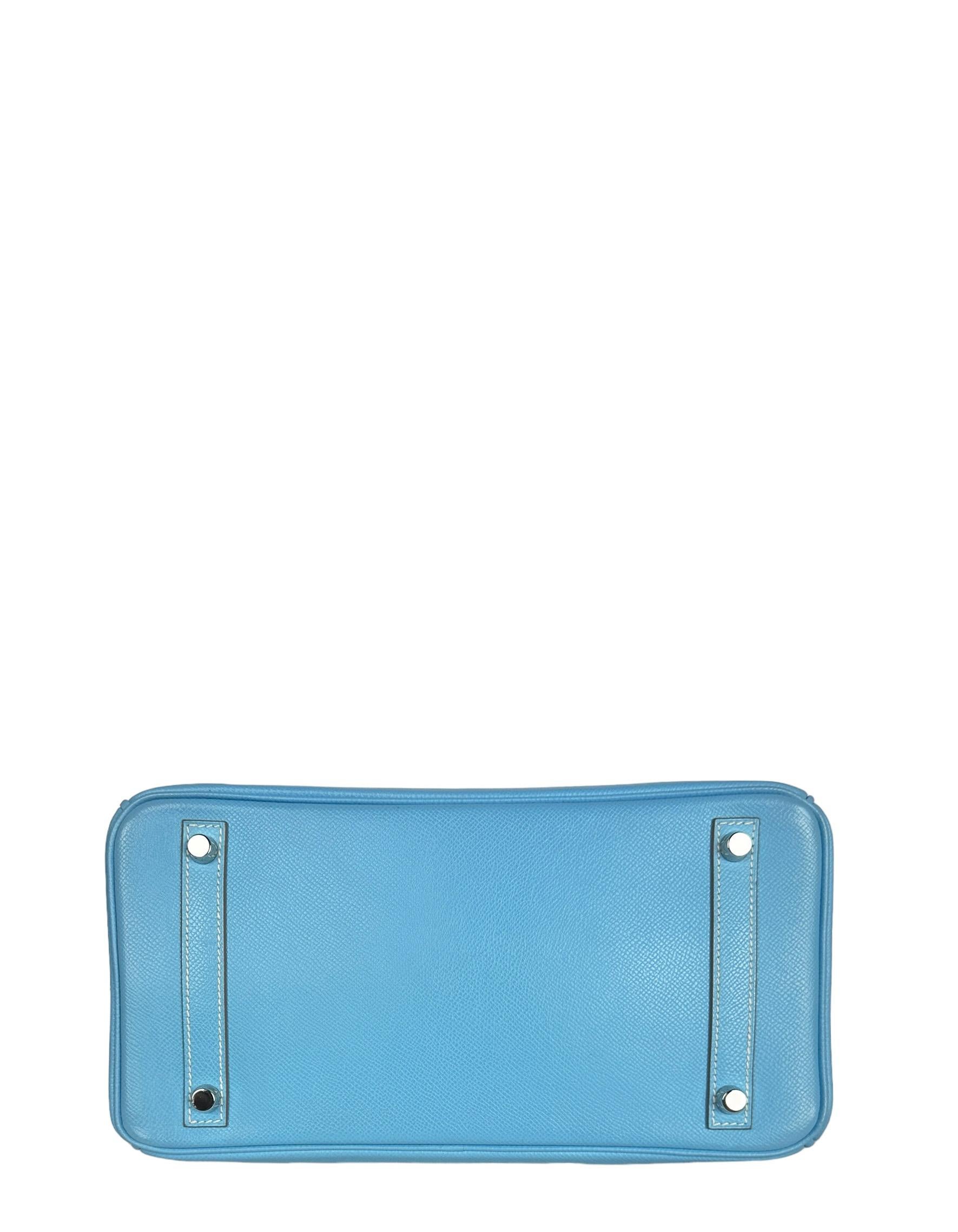 Hermes Bleu Celeste/ Mykonos Epsom Leather Candy Birkin Bag 30cm PHW 3