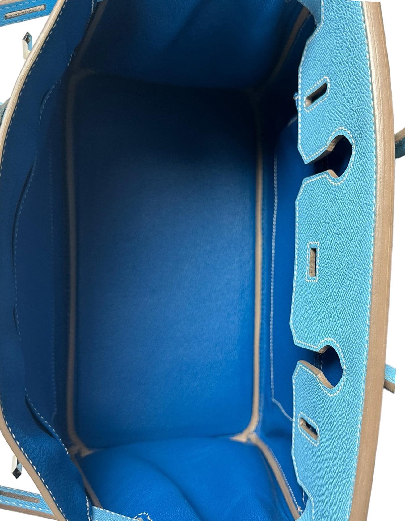 Hermes Blue Celeste/ Mykonos Epsom Leather 30cm Candy Birkin Bag PHW For Sale 4