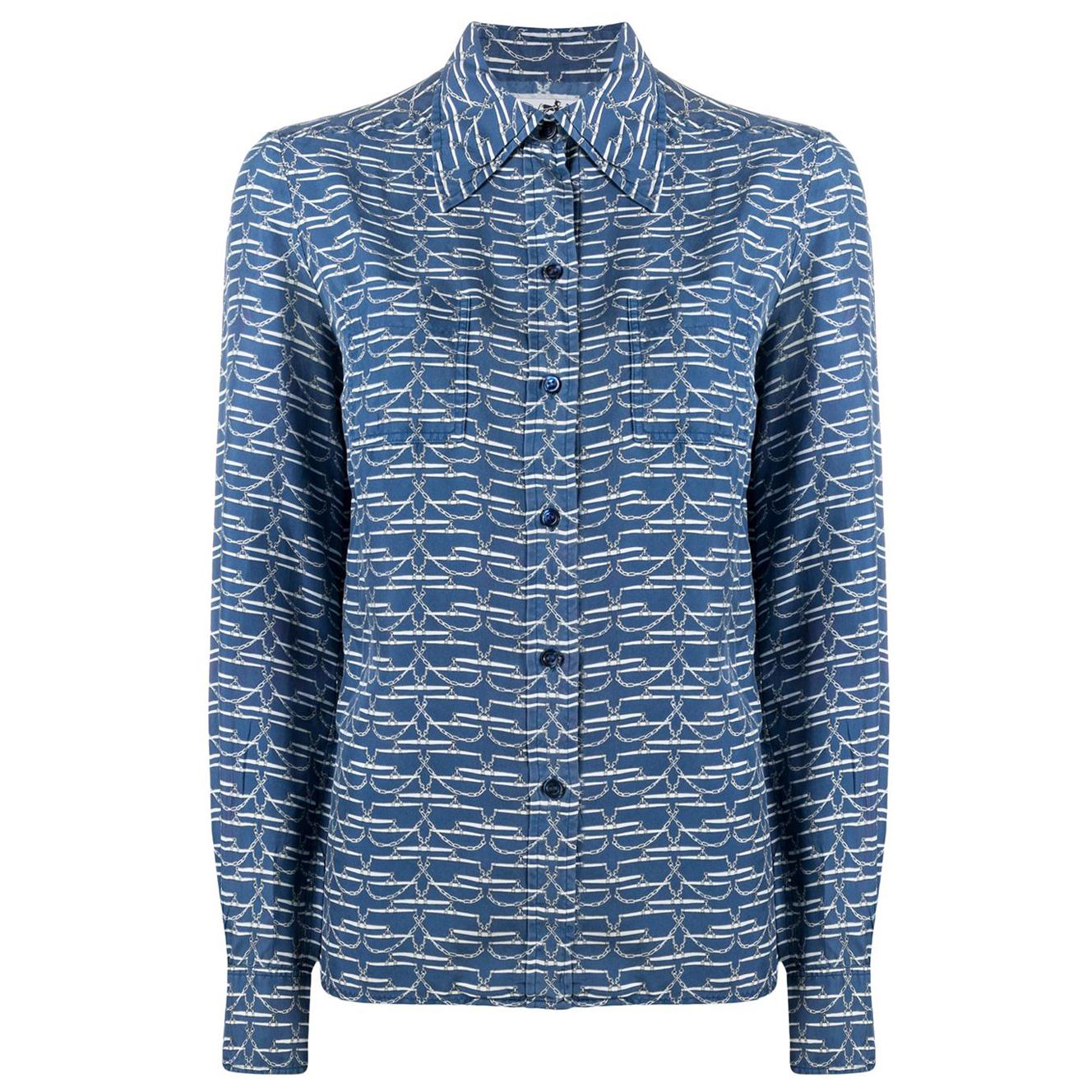chain print silk blouse