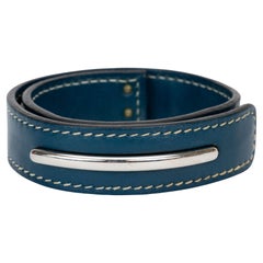 Hermès Blue Chamonix Leather Bracelet