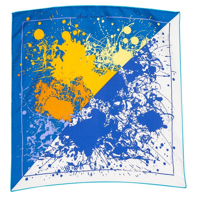 Foulard Hermès Carré En Soie - Motif "Cheval Surprise" Multicolore - Occasion - Fabriqué En France