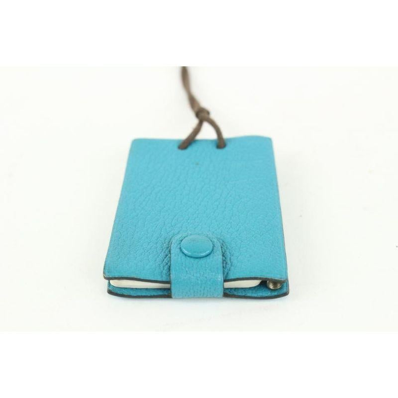 Blaue Chevre-Mini-Notizkarten von Hermès mit  925 Silber-Bleistift 1012h27 im Angebot 6
