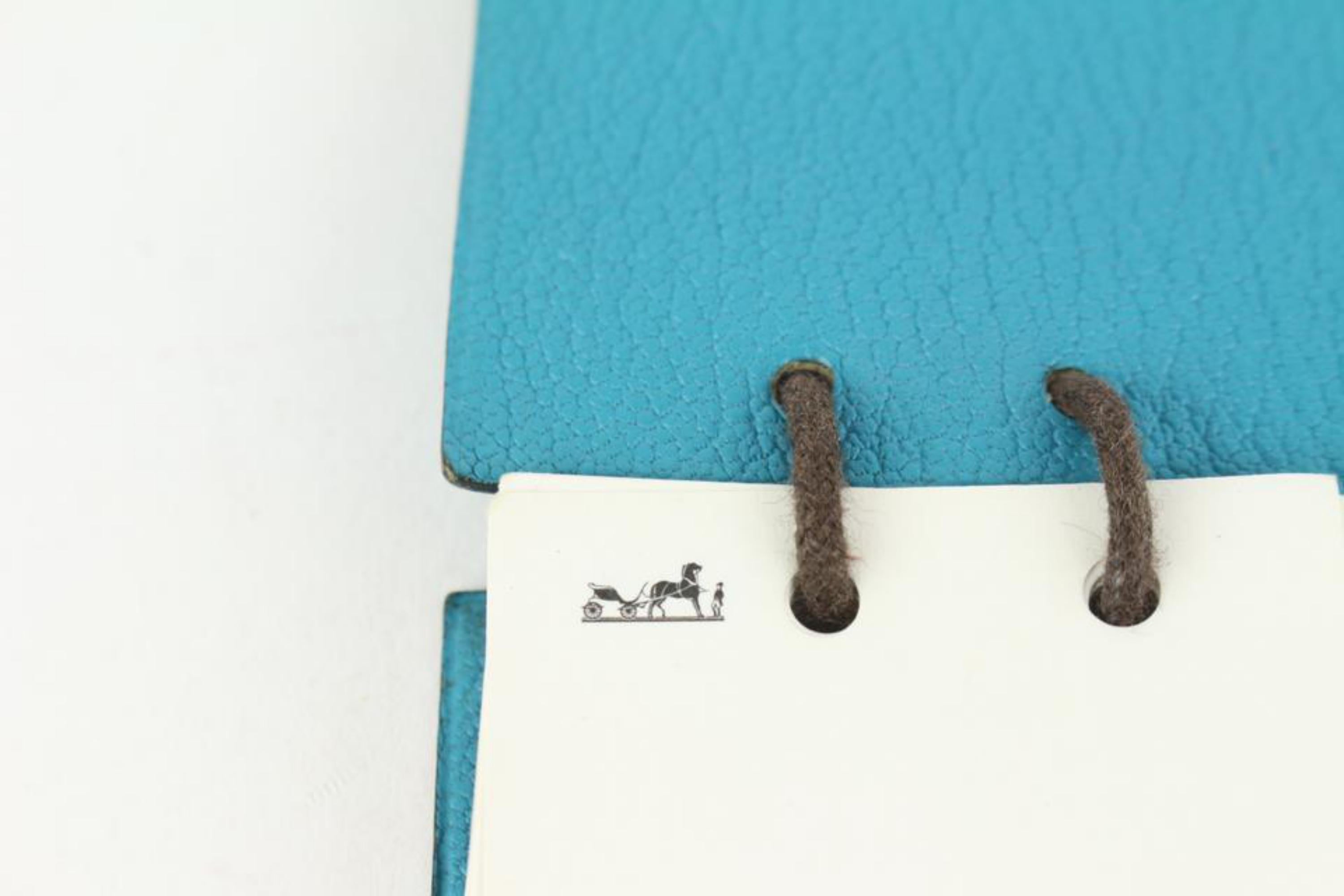 Hermès Blue Chevre Mini Note Cards with  925 Silver Pencil 1012h27 For Sale 5