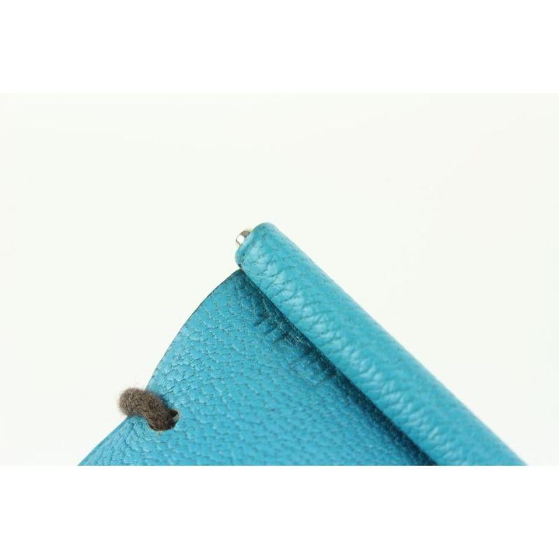 Blaue Chevre-Mini-Notizkarten von Hermès mit  925 Silber-Bleistift 1012h27 im Zustand „Gut“ im Angebot in Dix hills, NY