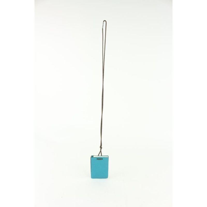 Blaue Chevre-Mini-Notizkarten von Hermès mit  925 Silber-Bleistift 1012h27 im Angebot 2
