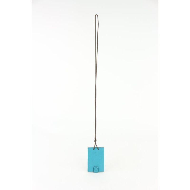 Blaue Chevre-Mini-Notizkarten von Hermès mit  925 Silber-Bleistift 1012h27 im Angebot 3